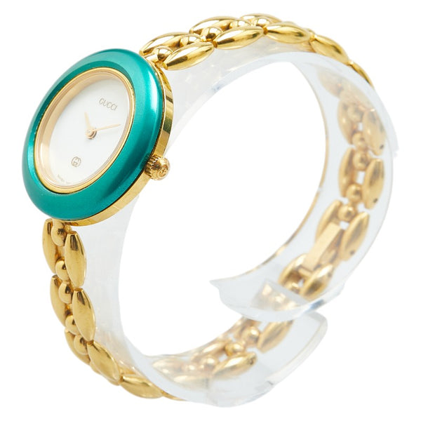 グッチ チェンジベゼル 腕時計 11/12 クオーツ ホワイト文字盤 メッキ レディース GUCCI 【中古】