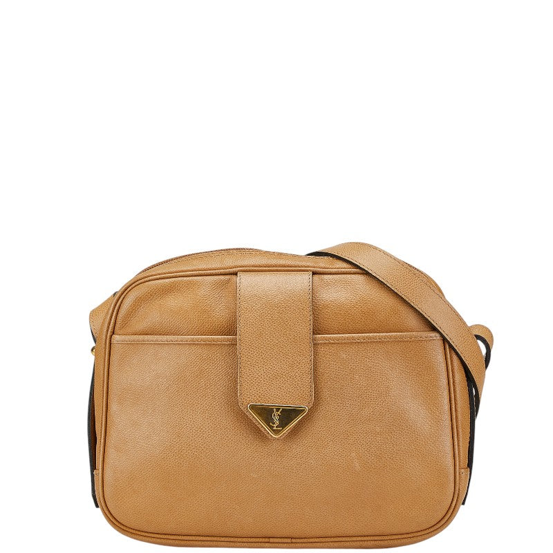 サンローラン YSLロゴ 斜め掛け ショルダーバッグ ベージュ レザー レディース SAINT LAURENT 【中古】