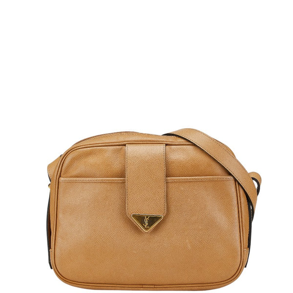 サンローラン YSLロゴ 斜め掛け ショルダーバッグ ベージュ レザー レディース SAINT LAURENT 【中古】