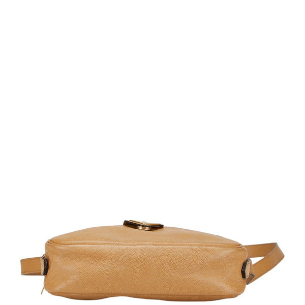 サンローラン YSLロゴ 斜め掛け ショルダーバッグ ベージュ レザー レディース SAINT LAURENT 【中古】