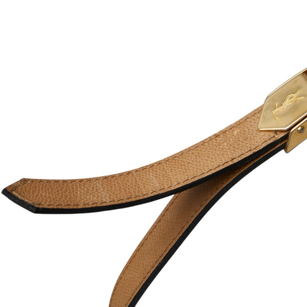 サンローラン YSLロゴ 斜め掛け ショルダーバッグ ベージュ レザー レディース SAINT LAURENT 【中古】