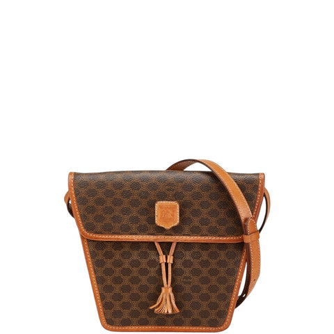 セリーヌ マカダム ショルダーバッグ ブラウン PVC レザー レディース CELINE 【中古】