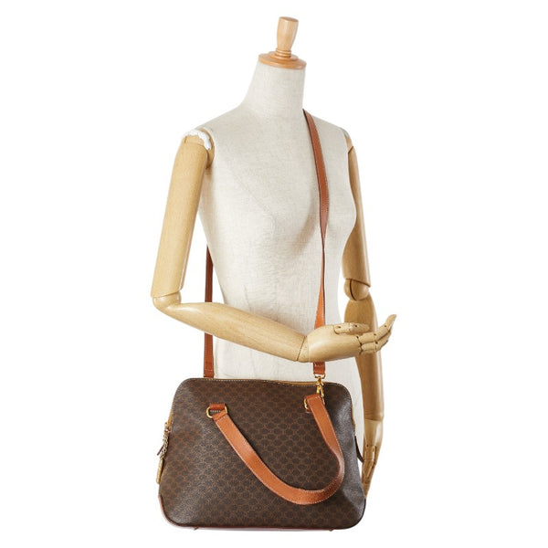 セリーヌ マカダム ハンドバッグ ショルダーバッグ 2WAY ブラウン PVC レザー レディース CELINE 【中古】