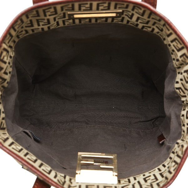 フェンディ ズッキーノ トートバッグ ショルダーバッグ 8BH174 ベージュ ブラウン キャンバス レザー レディース FENDI 【中古】