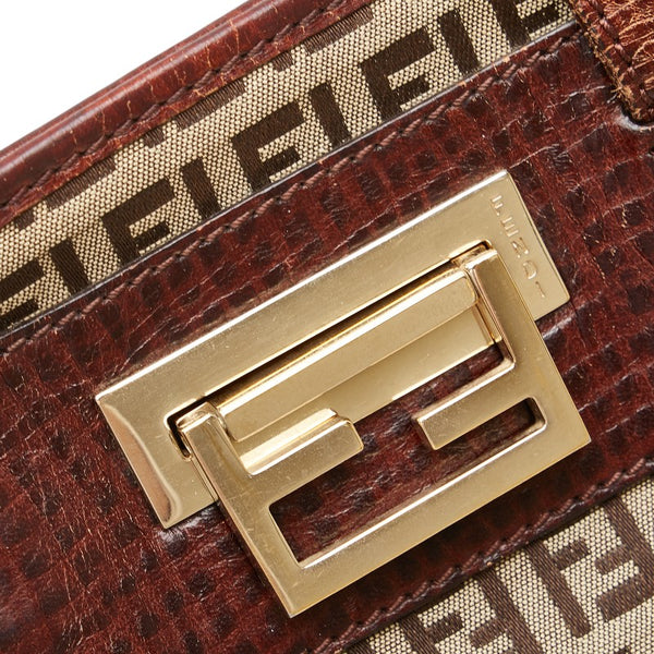 フェンディ ズッキーノ トートバッグ ショルダーバッグ 8BH174 ベージュ ブラウン キャンバス レザー レディース FENDI 【中古】