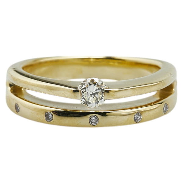K18YG イエローゴールド ダイヤ0.22ct ダイヤ0.06ct リング 指輪 レディース 13.5号 【中古】