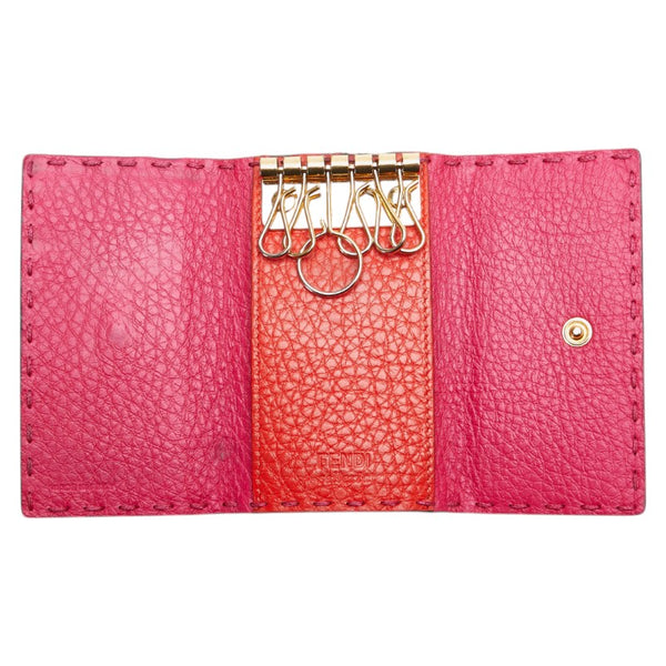 フェンディ セレリア 6連 キーケース 8AP079 ピンク レザー レディース FENDI 【中古】