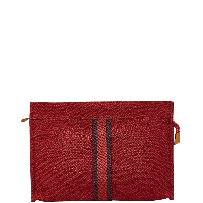 エルメス フールトゥ クラッチバッグ セカンドバッグ レッド キャンバス レディース HERMES 【中古】