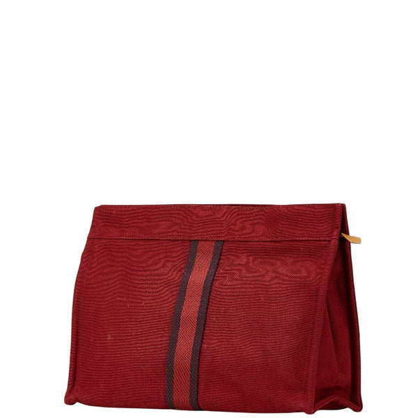 エルメス フールトゥ クラッチバッグ セカンドバッグ レッド キャンバス レディース HERMES 【中古】