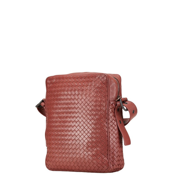 ボッテガヴェネタ イントレチャート 斜め掛け ショルダーバッグ レッド レザー レディース BOTTEGAVENETA 【中古】