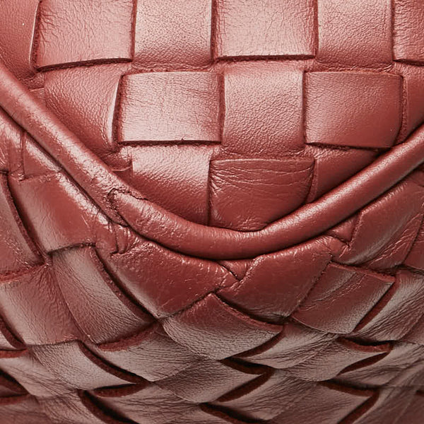ボッテガヴェネタ イントレチャート 斜め掛け ショルダーバッグ レッド レザー レディース BOTTEGAVENETA 【中古】