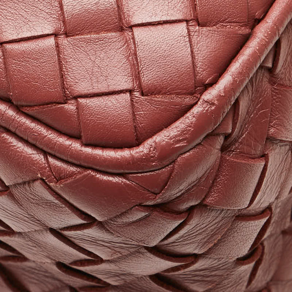 ボッテガヴェネタ イントレチャート 斜め掛け ショルダーバッグ レッド レザー レディース BOTTEGAVENETA 【中古】