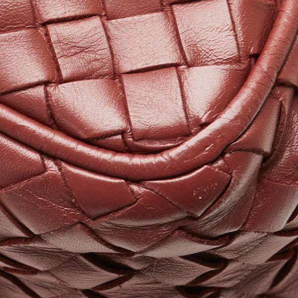 ボッテガヴェネタ イントレチャート 斜め掛け ショルダーバッグ レッド レザー レディース BOTTEGAVENETA 【中古】