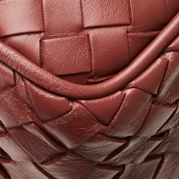 ボッテガヴェネタ イントレチャート 斜め掛け ショルダーバッグ レッド レザー レディース BOTTEGAVENETA 【中古】