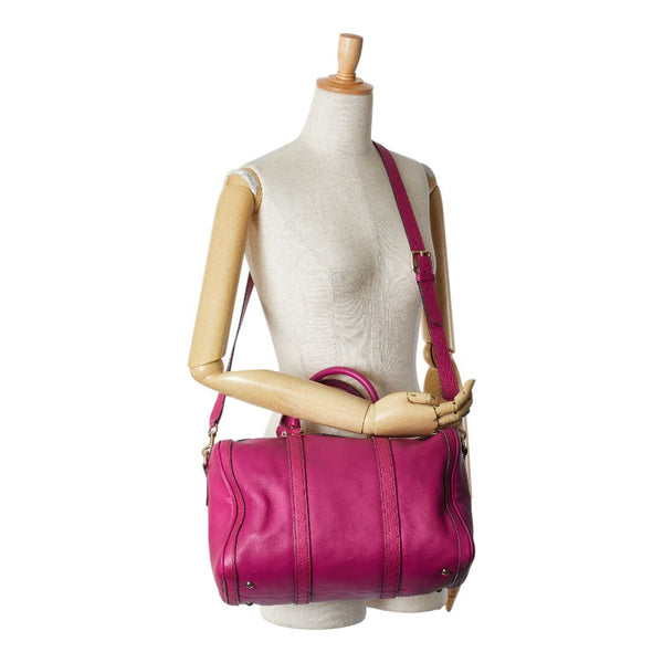 グッチ ミニボストンバッグ ショルダーバッグ 2WAY 247205 ピンク パープル レザー レディース GUCCI 【中古】