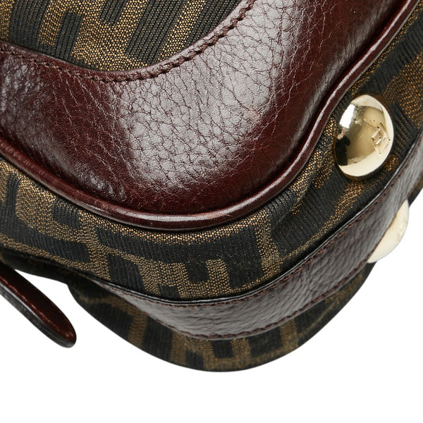 フェンディ ズッカ ハンドバッグ ショルダーバッグ 2WAY カーキ ブラウン キャンバス レザー レディース FENDI 【中古】