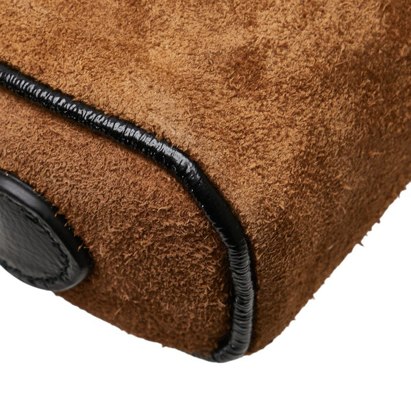 グッチ シェリーライン オフィディア 斜め掛け ショルダーバッグ 573321 ブラウン ブラック スウェード エナメル レディース GUCCI 【中古】