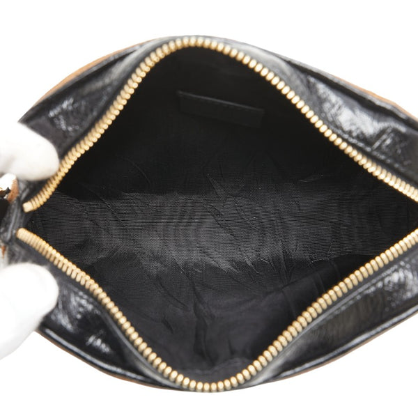 グッチ シェリーライン オフィディア 斜め掛け ショルダーバッグ 573321 ブラウン ブラック スウェード エナメル レディース GUCCI 【中古】