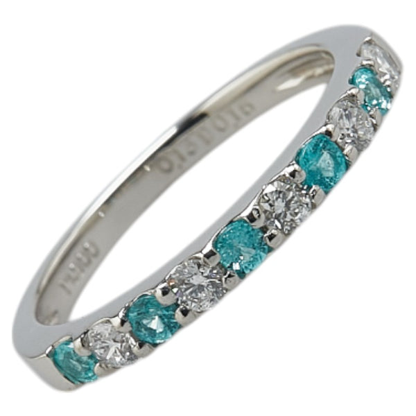 Pt900 プラチナ パライバトルマリン0.13ct ダイヤ0.16ct ピンキー リング 指輪 レディース 5号 【中古】