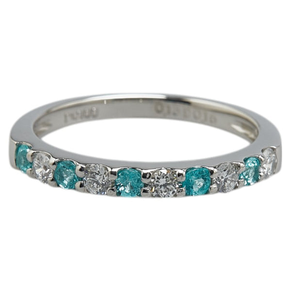 Pt900 プラチナ パライバトルマリン0.13ct ダイヤ0.16ct ピンキー リング 指輪 レディース 5号 【中古】