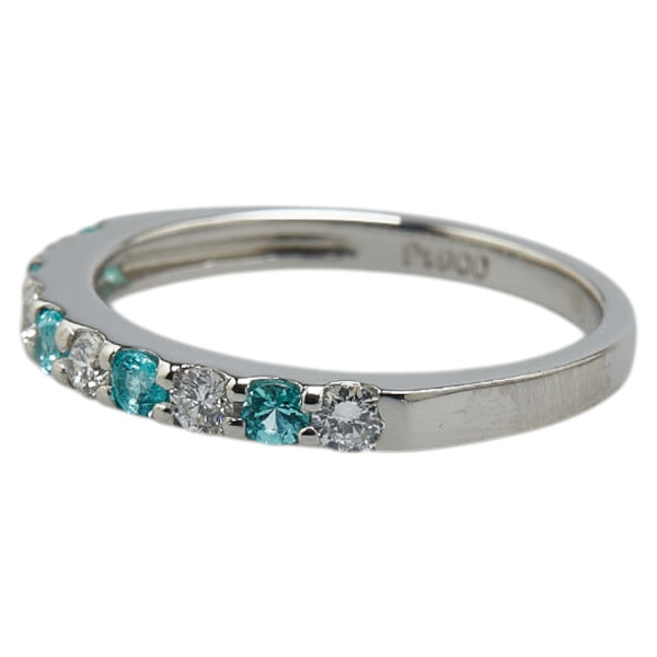 Pt900 プラチナ パライバトルマリン0.13ct ダイヤ0.16ct ピンキー リング 指輪 レディース 5号 【中古】