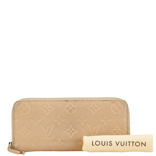 ルイ ヴィトン モノグラム アンプラント ポルトフォイユ クレマンス 長財布 M60173 デュンヌ ベージュ レザー レディース LOUIS VUITTON 【中古】