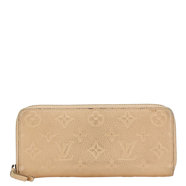ルイ ヴィトン モノグラム アンプラント ポルトフォイユ クレマンス 長財布 M60173 デュンヌ ベージュ レザー レディース LOUIS VUITTON 【中古】