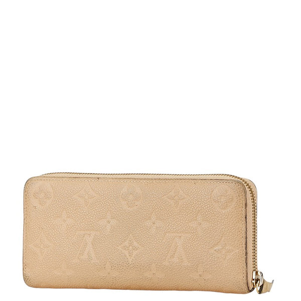 ルイ ヴィトン モノグラム アンプラント ポルトフォイユ クレマンス 長財布 M60173 デュンヌ ベージュ レザー レディース LOUIS VUITTON 【中古】