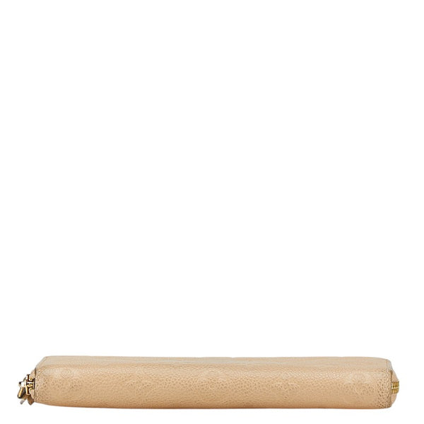 ルイ ヴィトン モノグラム アンプラント ポルトフォイユ クレマンス 長財布 M60173 デュンヌ ベージュ レザー レディース LOUIS VUITTON 【中古】