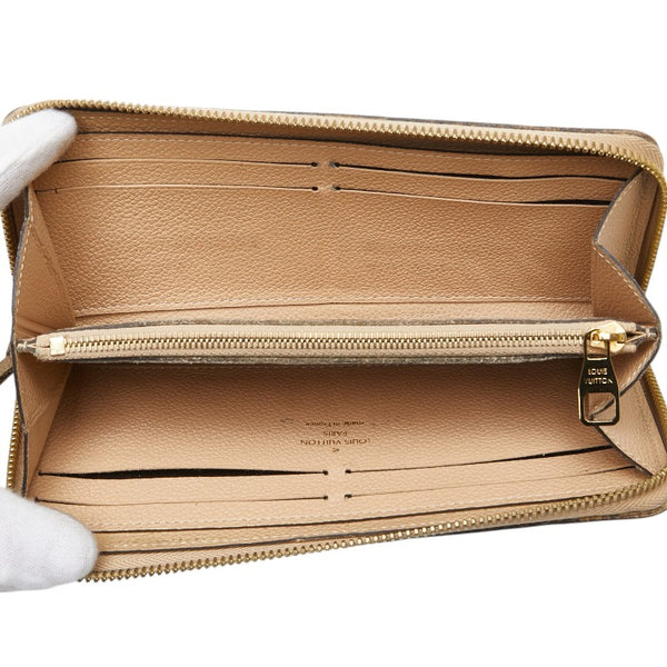 ルイ ヴィトン モノグラム アンプラント ポルトフォイユ クレマンス 長財布 M60173 デュンヌ ベージュ レザー レディース LOUIS VUITTON 【中古】