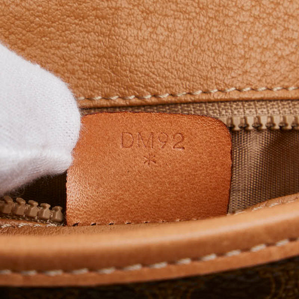 セリーヌ マカダム 斜め掛け ショルダーバッグ ブラウン レザー レディース CELINE 【中古】