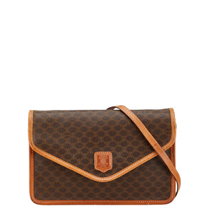 セリーヌ マカダム 斜め掛け ショルダーバッグ ブラウン レザー レディース CELINE 【中古】