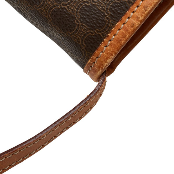 セリーヌ マカダム 斜め掛け ショルダーバッグ ブラウン レザー レディース CELINE 【中古】