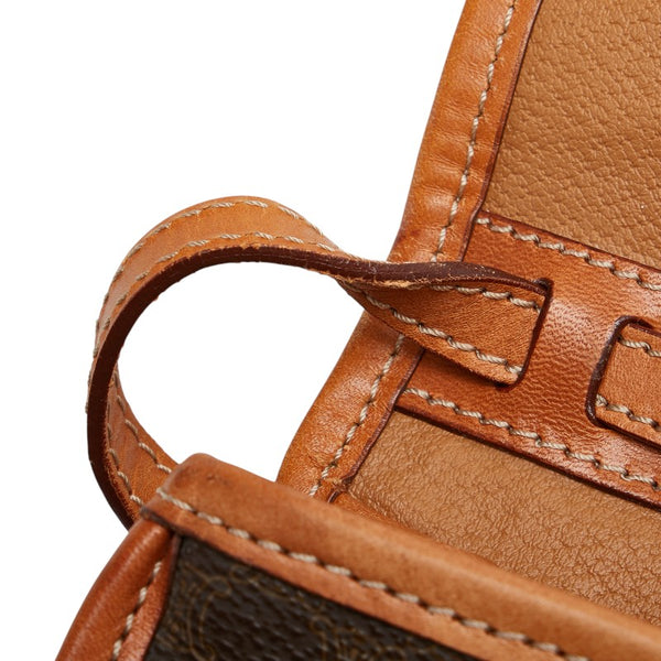 セリーヌ マカダム 斜め掛け ショルダーバッグ ブラウン レザー レディース CELINE 【中古】