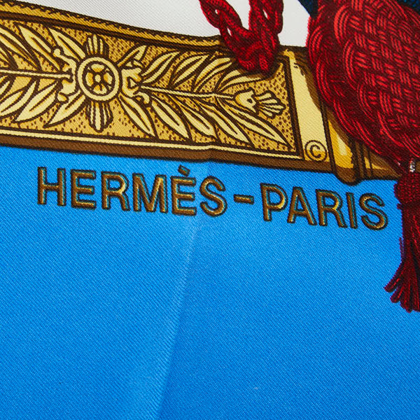 エルメス カレ90 GRAND UNIFORME グランユニフォーム スカーフ ホワイト ブルー マルチカラー シルク レディース HERMES 【中古】
