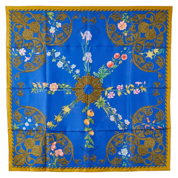 エルメス カレ90 ARABESQUES アラベスク スカーフ ブルー マルチカラー シルク レディース HERMES 【中古】