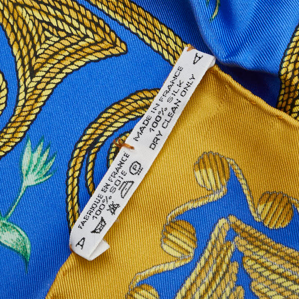 エルメス カレ90 ARABESQUES アラベスク スカーフ ブルー マルチカラー シルク レディース HERMES 【中古】