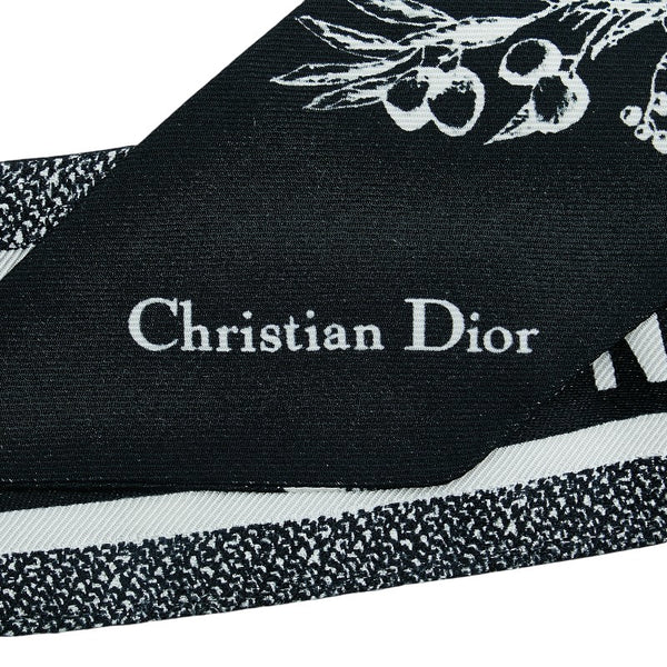 ディオール ミッツァ トワル ドゥ ジュイ フラワー スカーフ ブラック ホワイト シルク レディース Dior 【中古】