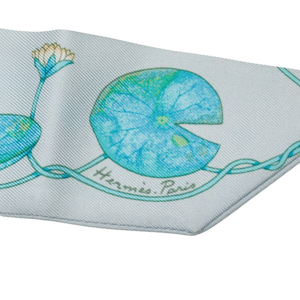 エルメス ツイリー jardin sur le nil ナイルの庭 スカーフ ライトブルー マルチカラー シルク レディース HERMES 【中古】