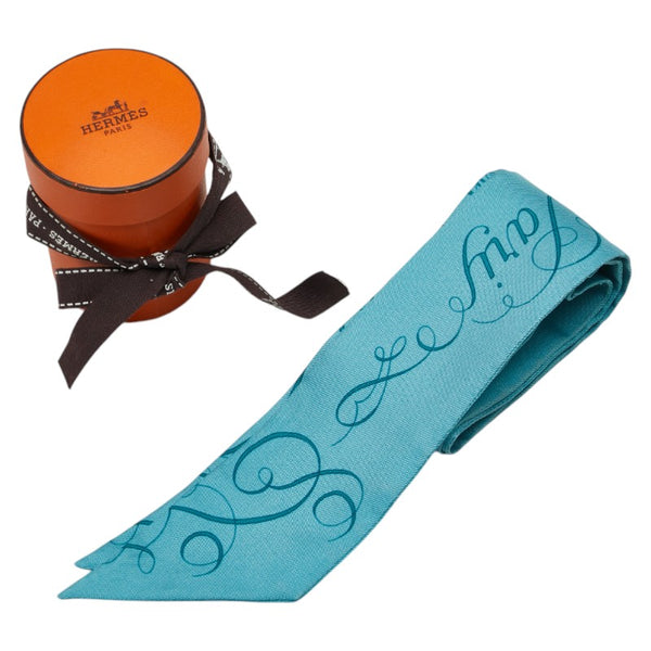 エルメス ツイリー スカーフ ライトブルー レディース HERMES 【中古】