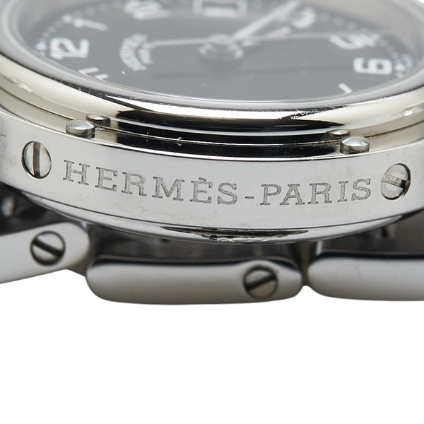 エルメス クリッパー 腕時計 CL4.210 クオーツ ブラック文字盤 ステンレススチール レディース HERMES 【中古】