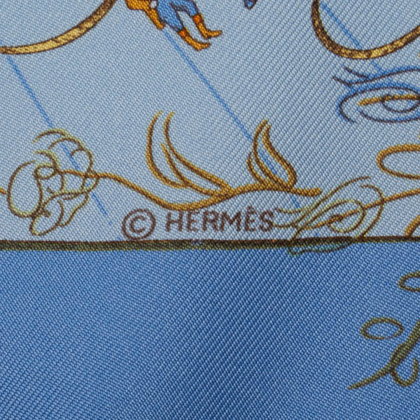 エルメス カレ45 effluves 香り スカーフ ブルー ゴールド マルチカラー シルク レディース HERMES 【中古】