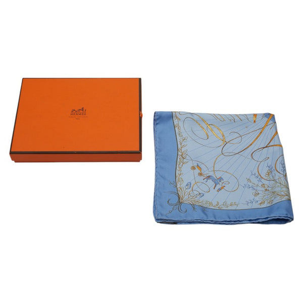 エルメス カレ45 effluves 香り スカーフ ブルー ゴールド マルチカラー シルク レディース HERMES 【中古】