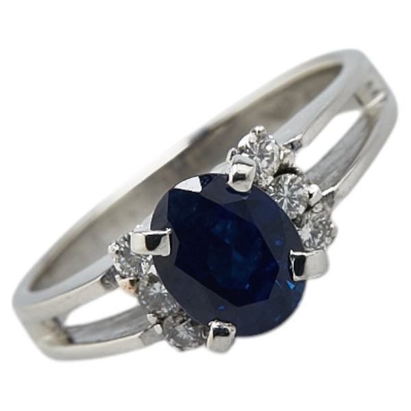 Pt900 プラチナ サファイア1.12ct ダイヤ0.15ct リング 指輪 レディース 7号 【中古】