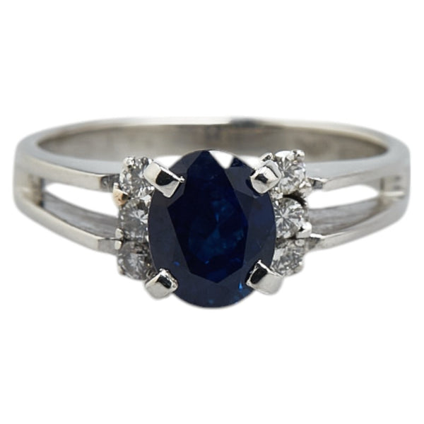 Pt900 プラチナ サファイア1.12ct ダイヤ0.15ct リング 指輪 レディース 7号 【中古】