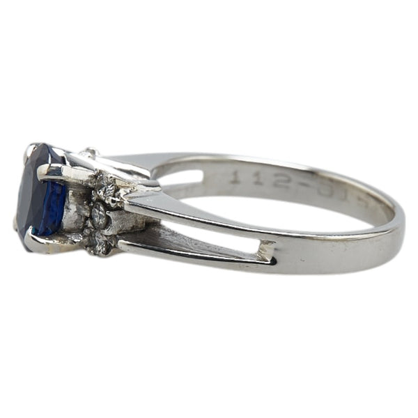 Pt900 プラチナ サファイア1.12ct ダイヤ0.15ct リング 指輪 レディース 7号 【中古】