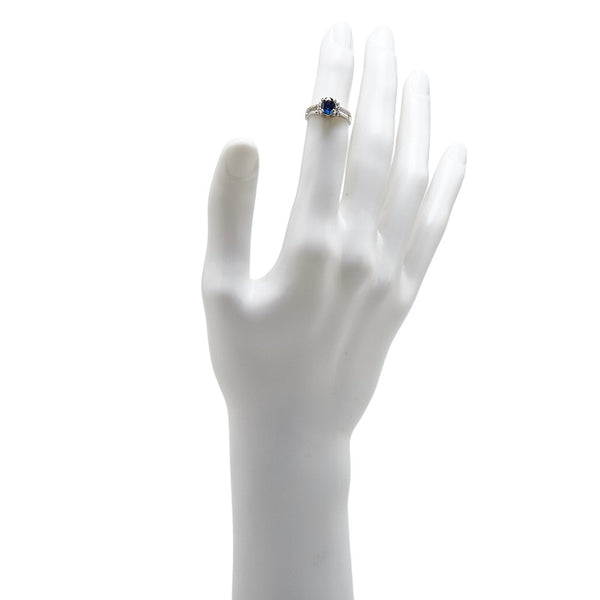 Pt900 プラチナ サファイア1.12ct ダイヤ0.15ct リング 指輪 レディース 7号 【中古】