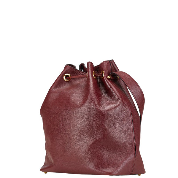 カルティエ マストライン 巾着型 斜め掛け ショルダーバッグ ボルドー ワインレッド レザー レディース CARTIER 【中古】