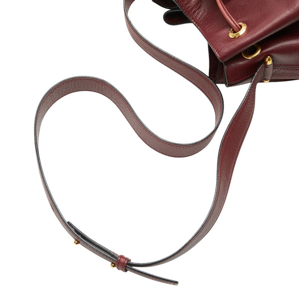 カルティエ マストライン 巾着型 斜め掛け ショルダーバッグ ボルドー ワインレッド レザー レディース CARTIER 【中古】