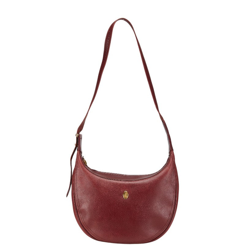 カルティエ マストライン ショルダーバッグ ワインレッド レザー レディース CARTIER 【中古】